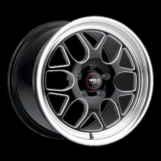 Weld Solana Drag 20x10 cast black wheel with 6x135 bolt pattern and ET38 offset, featuring 6.99-inch backspacing and 87.1mm diameter.