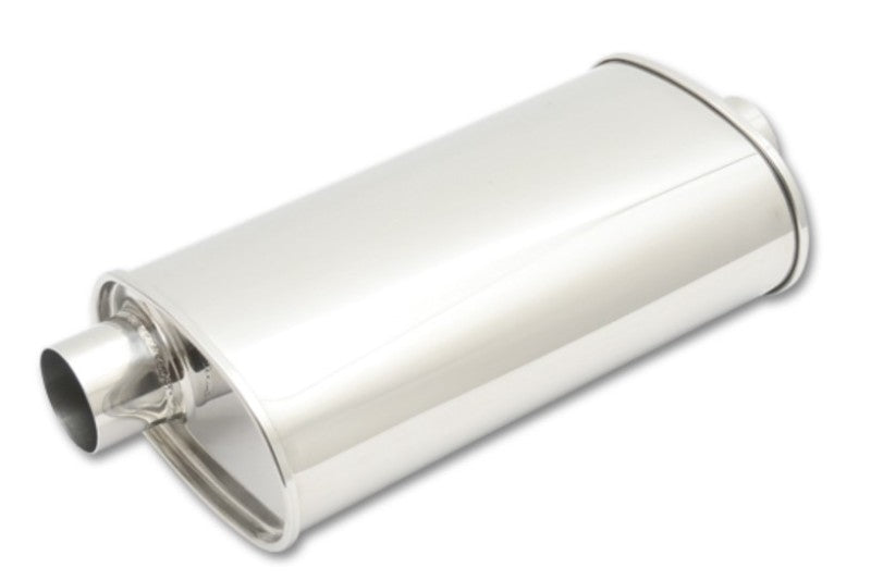 Vibrant StreetPower oval muffler with 3.50-inch inlet and outlet, offset-center design, showcasing its sleek, durable construction.