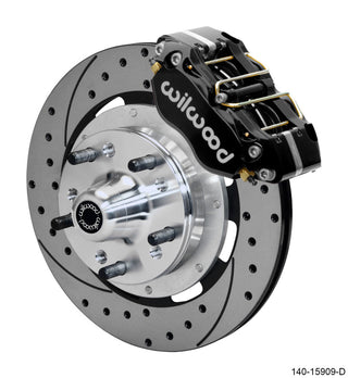 Wilwood Dynapro 4R front big brake kit with 11.75-inch drilled and slotted rotors in black for enhanced braking performance.