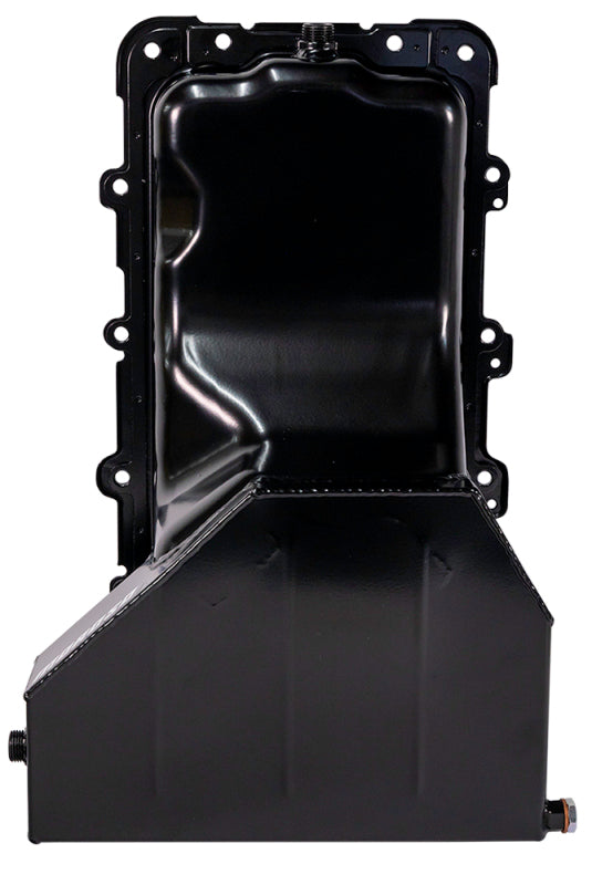 Moroso Ford 4.6/5.4L Road Race Baffled Wet Sump Oil Pan, 8qt steel with rear sump, 6.5-inch deep, designed for high-performance engines