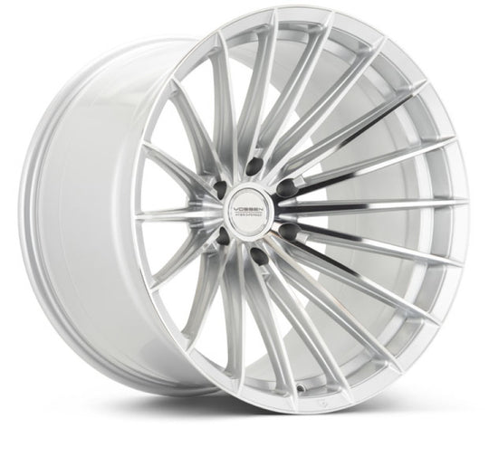 Vossen HFX-4 22-inch silver polished forged wheel with 6x135 bolt pattern, ET20 offset, deep design for vehicles.