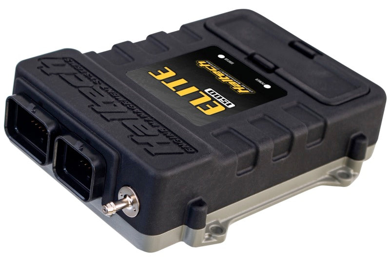 Haltech Elite 1500 ECU for automotive tuning, showing the compact programmable engine control unit with connection ports.