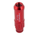 NRG 700 Series M12 x 1.25 steel lug nut set with dust cap cover, locks, and lock socket, in red, for vehicle wheels.