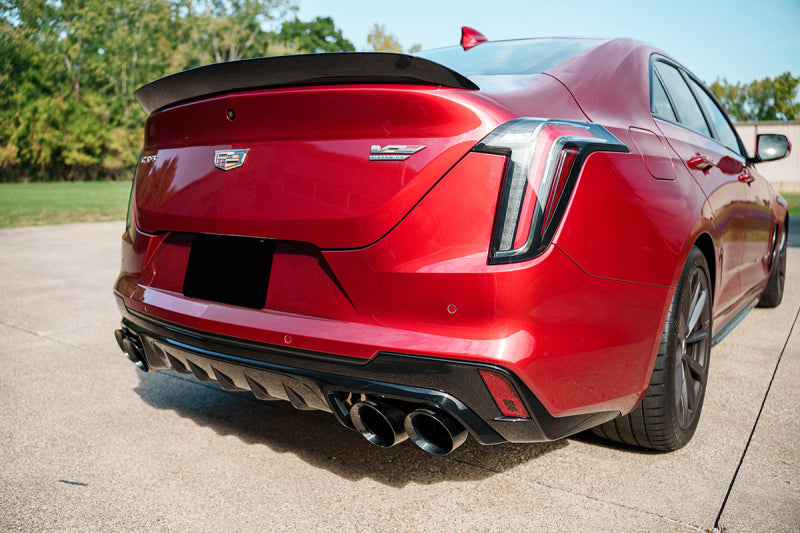 CORSA Performance Corsa 22-25 Cadillac CT4 V Blackwing catback exhaust with 3-inch active valve system and 4.5-inch black tips