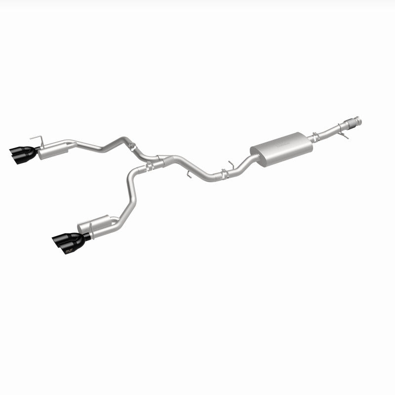 Magnaflow cat-back performance exhaust system for 2021 GMC Yukon V8 6.2L, showing the stainless steel pipes and muffler.