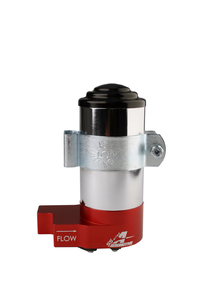 Aeromotive SS Series billet fuel pump with 14 PSI for carbureted engines, featuring 3/8 inch NPT ports and durable construction.
