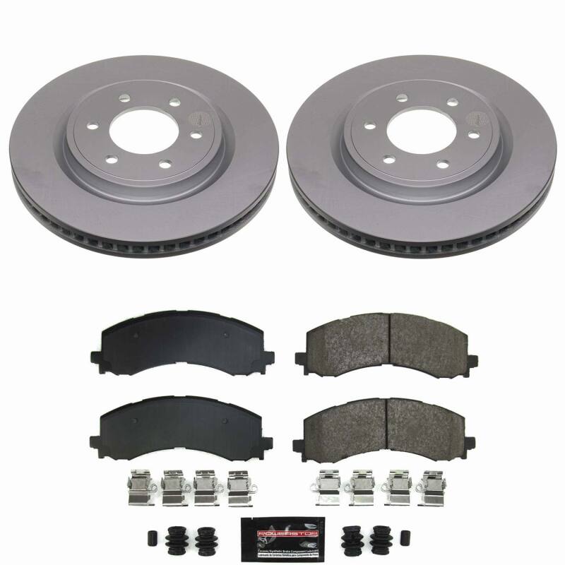 PowerStop Ford Bronco front Z23 coated brake kit with performance brake rotors and pads, designed for 2022-2025 models.