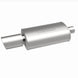 MagnaFlow muffler with tip, model RS 14X5X8, featuring 2.25/4-inch inlet and outlet, installed on a vehicle exhaust system.