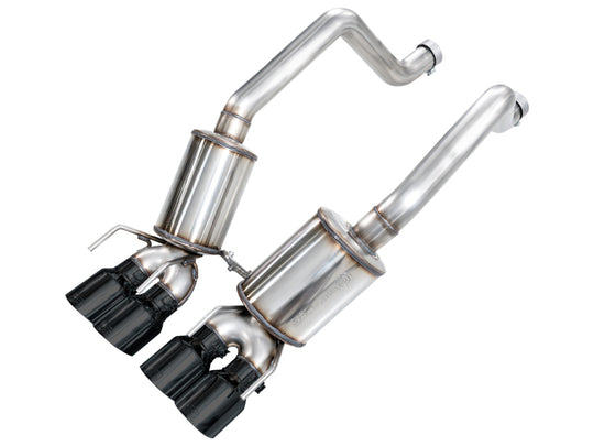 AWE Tuning C6 Chevrolet Corvette Z06/ZR1 axle-back exhaust with diamond black tips, showcasing polished metal and sleek design.