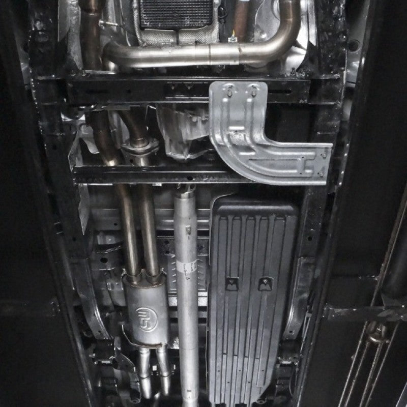 Stainless Works stainless steel 3-inch downpipe with high-flow cats for 2017 Ford F-150 Raptor 3.5L engine, factory connection style.