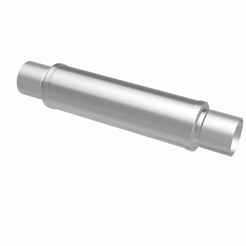 MagnaFlow Mag SS 4x4x14 muffler for trucks, designed with durable stainless steel and a sleek, polished finish.