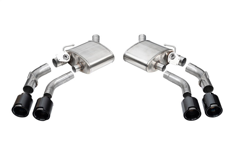 Corvette Corsa Performance axle-back exhaust with black carbon fiber quad tips for Chevrolet Camaro SS and ZL1 models 2016-2024