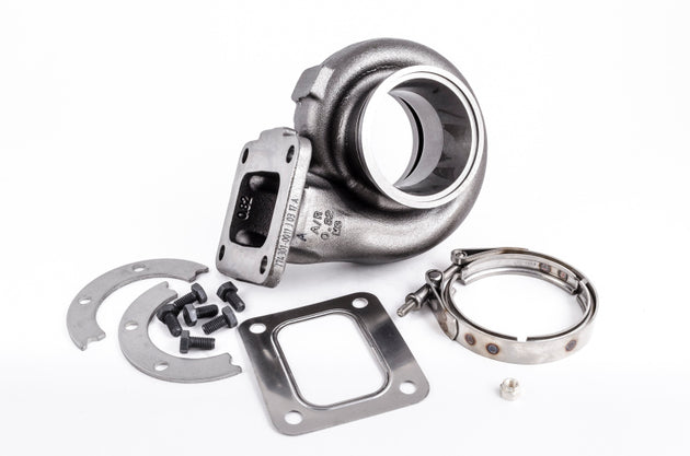 Garrett GT35R turbine housing kit with T4/V-Band flange, 0.82 A/R, Hi Sil finish, shown in the image.