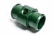 Radium Engineering green hose barb adapter for 1-1/4 inch ID hose with 1/4NPT port, fitting close-up image.
