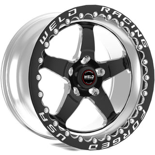 Weld S71 forged black 17x10 wheel with 5x5 bolt pattern, 7.2-inch backspacing, high pad, single beadlock for off-road vehicles.