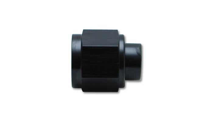 Vibrant aluminum -4AN flare caps for fittings, bright metallic finish, designed to protect flare connections.