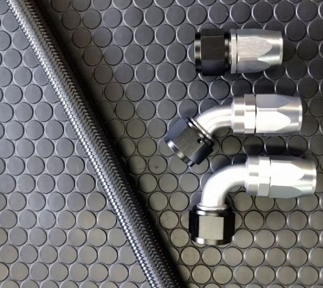 HKS S-Type Oil Cooler Kit for FK8 Civic Type-R, black finish, mounted on engine with hoses and fittings visible