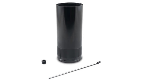 Vibrant large 2.0L oil catch can reservoir with dipstick for engine oil catch system, designed for automotive use.