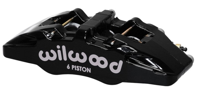 Wilwood forged Dynapro 6 brake caliper with 5.25-inch mount, pistons, and 1.10-inch disc, designed for high-performance braking.