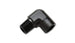 Vibrant 3/8-inch NPT female to male 90-degree pipe adapter fitting showing threaded ends and angled design.
