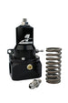 Aeromotive fuel pressure regulator with 30-120 PSI range, .500 valve, two AN-10 inlets, and AN-10 bypass for automotive use.
