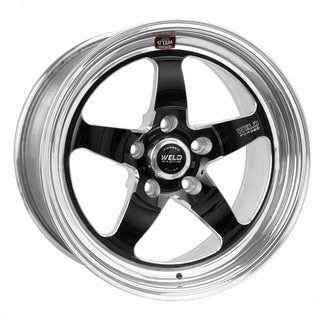 Black Weld S71 17x5 forged wheel with 5x120mm bolt pattern and 2.2-inch backspacing, high pad design, non-beadlock style.