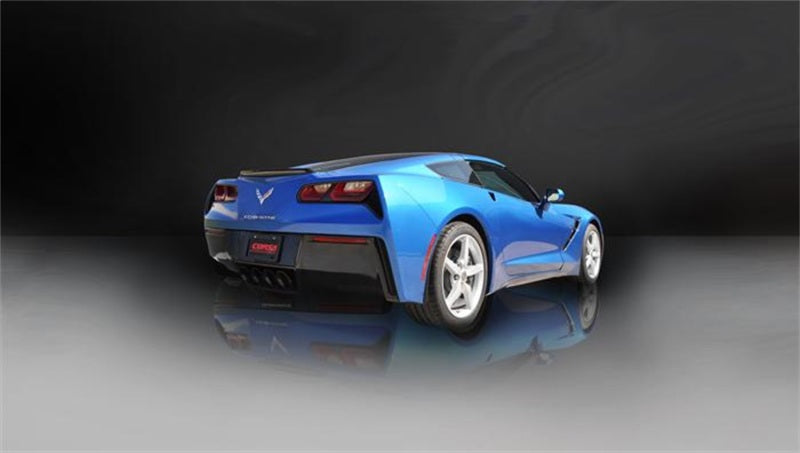 Black Corsa Performance axle back exhaust with quad 4.5-inch tips for 2017-2019 Chevy Corvette Z06, model Xtreme.