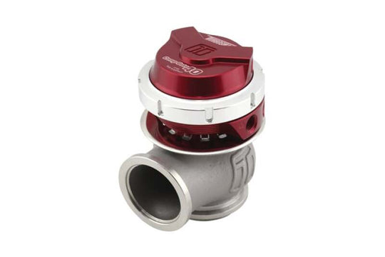 Turbosmart WG40 Gen V 40mm Comp-Gate wastegate with red actuator, designed for precise boost control in turbocharged engines.