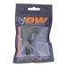 DeatschWerks 6AN male flare to 5/16-inch male barb bulkhead adapter, 90-degree, anodized matte black fitting for fuel lines.