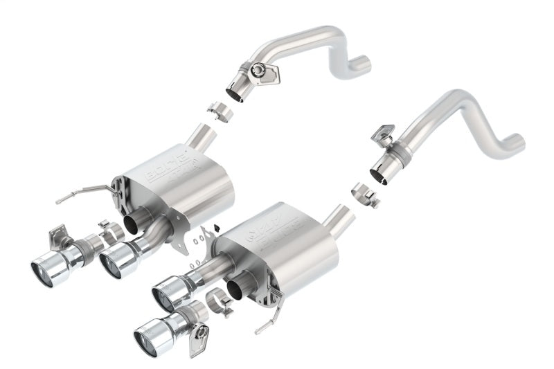 Borla catback exhaust system for 2014 Chevrolet Corvette C7 6.2L V8, rear section with dual mode NPP exhaust tips.