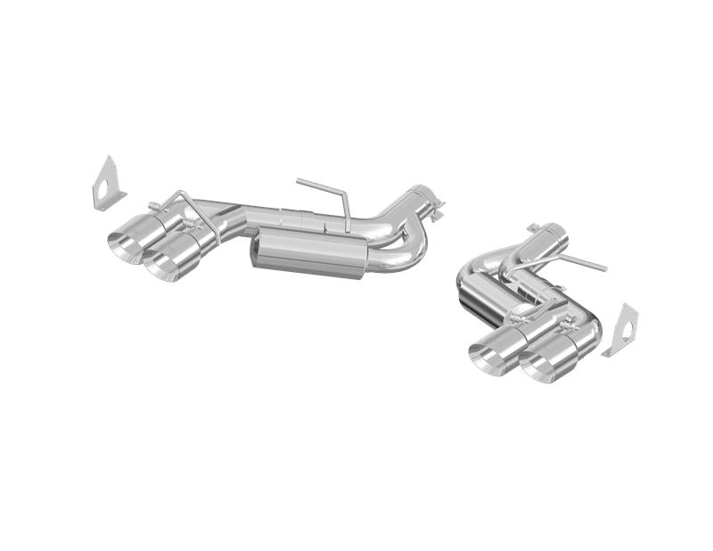 MBRP catback exhaust for 2016-2024 Chevy Camaro 6.2L with NPP, 3-inch alum race dual axle back with 4-inch polished quad tips.