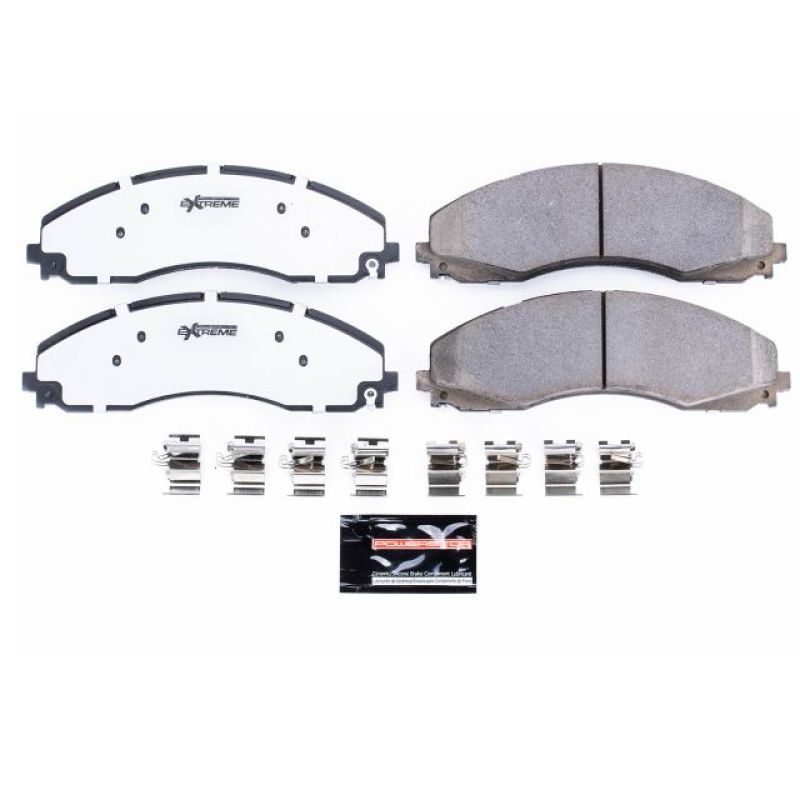 PowerStop front Z36 performance brake pads with hardware for 2017-2019 Ford F-450 Super Duty truck and tow applications.