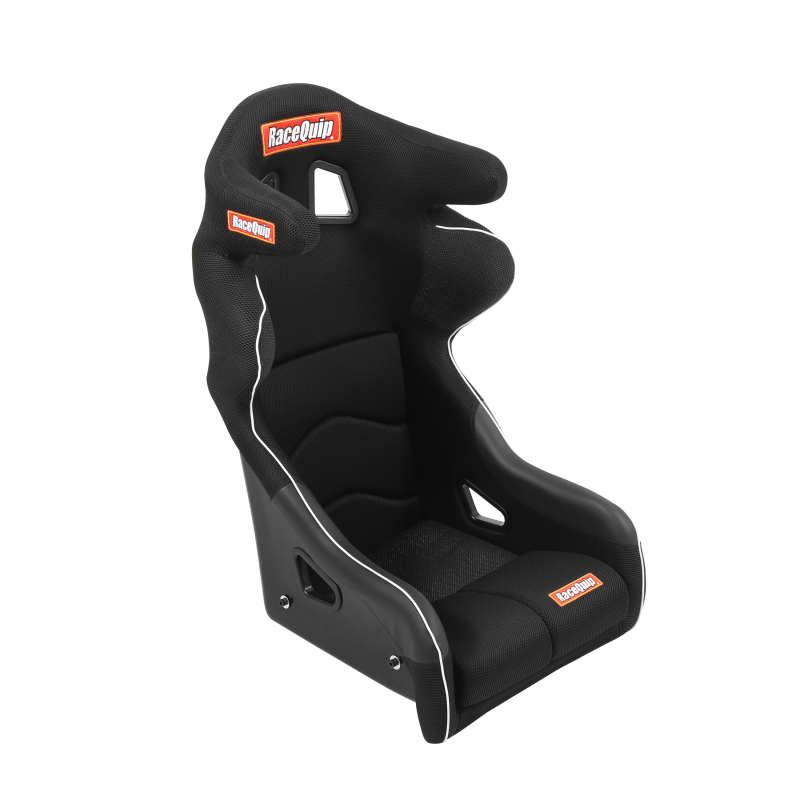 RaceQuip FIA containment racing seat in large size, with supportive design and racing harness openings, for high-performance motorsports.