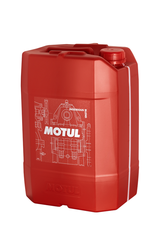 Motul Transmission GEAR 300 75W90 synthetic ester gear oil in a 20L orange jerry can, suitable for vehicle gear systems.