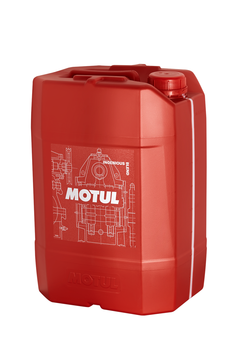 Motul Transmission GEAR 300 75W90 synthetic ester gear oil in a 20L orange jerry can, suitable for vehicle gear systems.