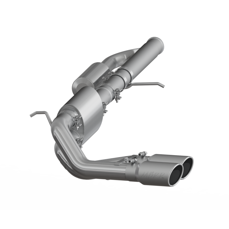 MBRP 09+ Chevrolet Silverado 1500 4.3L catback exhaust system with dual outlets, T409 stainless steel, and 3-inch pre-axle design.