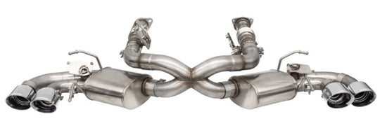 CORSA Performance Corsa 2020-25 Corvette C8 catback exhaust with 3-inch valved system and 4.5-inch quad tips, factory perf exhaust compatible