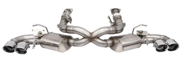 CORSA Performance Corsa 2020-25 Corvette C8 catback exhaust with 3-inch valved system and 4.5-inch quad tips, factory perf exhaust compatible