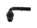 Vibrant 90-degree aluminum AN to male quick connect fitting with -8AN size and 0.375-inch barb for automotive or fluid transfer use