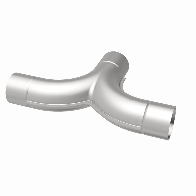 MagnaFlow 2.50-inch stainless steel smooth transition T connecting pipe with 90/90 degree bends for exhaust systems.