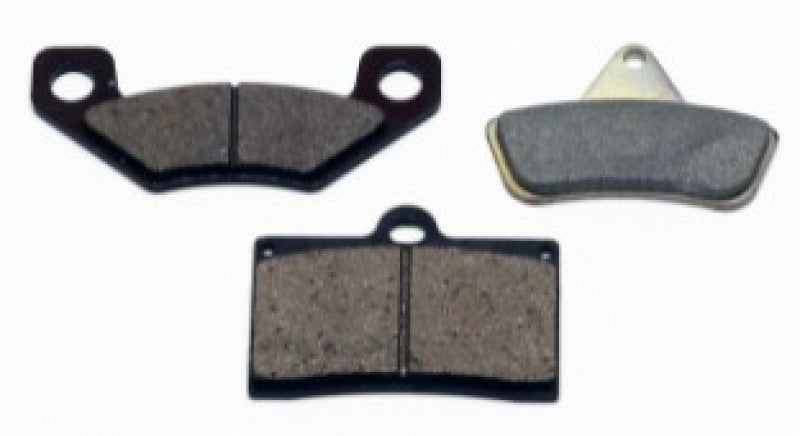 Wilwood racing brake pad set with purple aluminum backing, designed for high-performance racing vehicles.