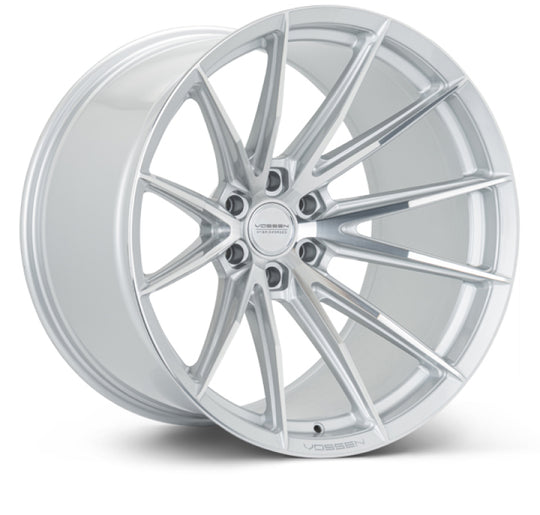 Vossen HFX-2 forged 17x9 inch silver polished wheel with 6x135 bolt pattern, ET0 offset, super deep design, 87.1mm hub bore