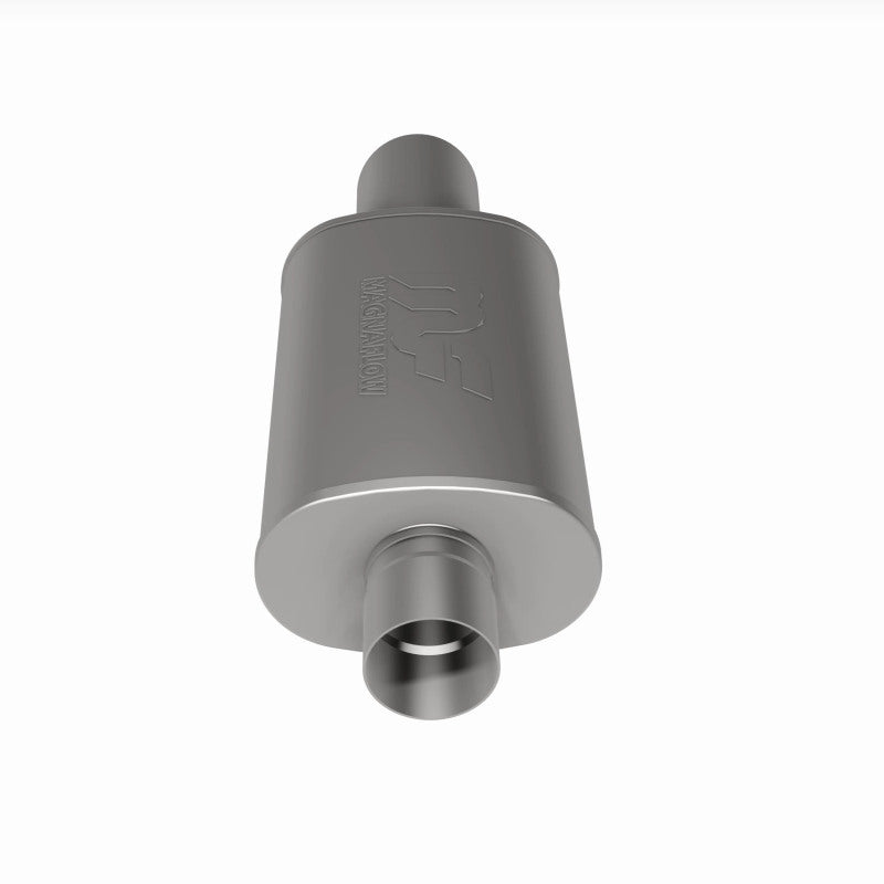 MagnaFlow muffler with tip, model RS 14X5X8, featuring a polished exhaust tip and durable build for vehicle performance.