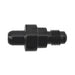 Nitrous Express 4AN bottle nipple valve for nitrous oxide systems, close-up of black fitting with metal connector