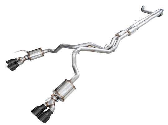 AWE Tuning catback exhaust system for 2021+ Cadillac Escalade ESV with dual exit design and 5-inch diamond black tips