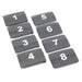 DEI heat shrink wire markers set with 8 black numbered sleeves from 1 to 8 for electrical labeling and organization.