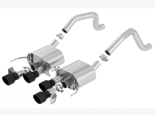 Borla axle back exhaust system for 2015+ Chevy Corvette C7 Z06 with black quad tips, ATAK design, without AFM, with NPP.