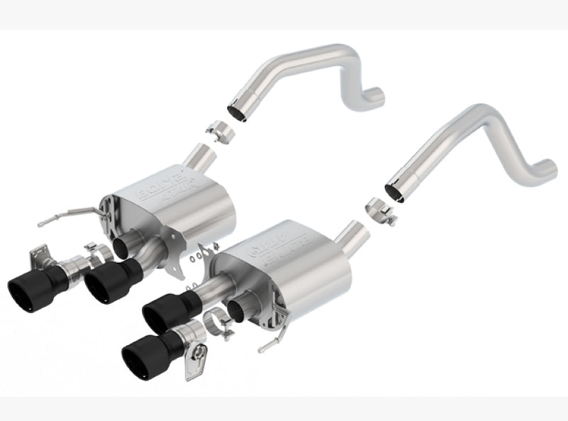Borla axle back exhaust system for 2015+ Chevy Corvette C7 Z06 with black quad tips, ATAK design, without AFM, with NPP.