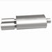 MagnaFlow stainless steel muffler with tip, 14x5x8 inches, featuring dual inlet and outlet pipes, for enhanced exhaust sound and performance.