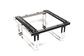 Radium Engineering 6-gallon fuel cell weld-in cage with black metal frame for automotive racing or performance vehicles